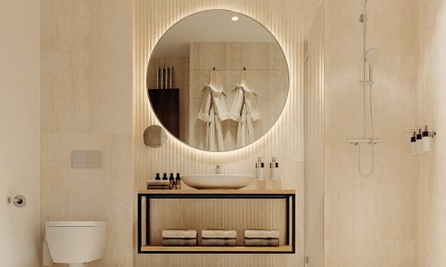 Luksusowe wykończenie i detale łazienki z prywatną sauną w apartamencie Larix Prime Świeradów-Zdrój